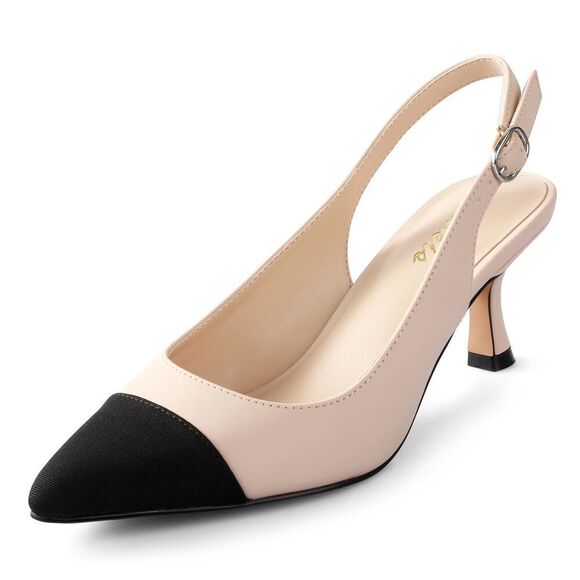 Ankis Slingback Heels For Women Closed Toe Women's Pumps Kitten Heel Wedding Pa - Picture 1 of 6